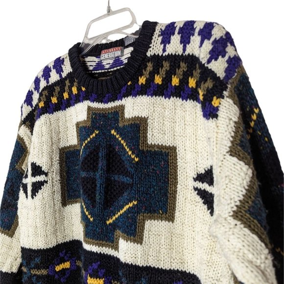 SATURDAYS GENERATION Vintage long sleeve Colorful Southwest Mens Sweater size‎ M - Picture 4 of 8